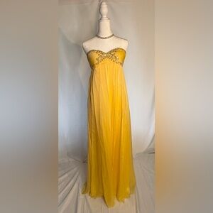 Cache Golden Maxi Dress with Decorative Bodice